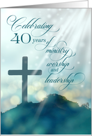 40th Ordination Anniversary Teal Cross with Sun Rays card