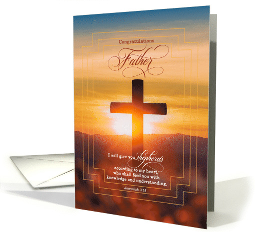 Newly Ordained Priest Sunset Cross with Bible Scripture card (1751832)
