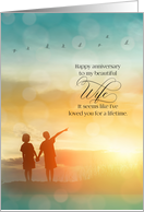 for Wife Wedding Anniversary Kids at a Summer Lake Lifetime Love card