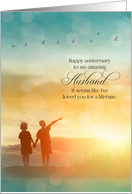 for Husband Wedding Anniversary Kids Summer Lake Lifetime Love card