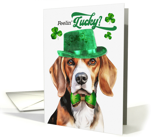 St Patrick's Day Beagle Dog Feelin' Lucky Clovers card (1755904)