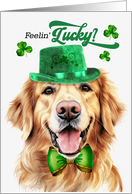 St Patrick’s Day Golden Retriever Dog Feelin’ Lucky Clovers card