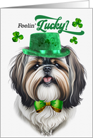 St Patrick’s Day Shih Tzu Dog Feelin’ Lucky Clovers card