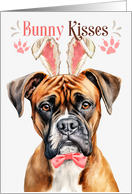 Easter Bunny Kisses Boxer Dog in Bunny Ears card