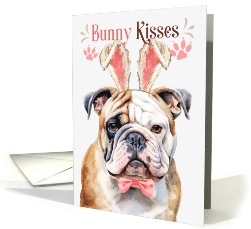 Easter Bunny Kisses English Bulldog Dog in Bunny Ears card (1756984)