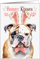 Easter Bunny Kisses English Bulldog Dog in Bunny Ears card