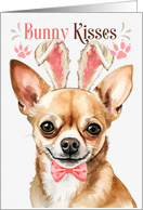 Easter Bunny Kisses Tan Chihuahua Dog in Bunny Ears card
