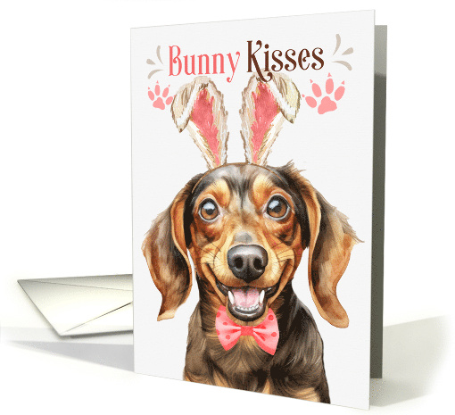 Easter Bunny Kisses Dachshund Dog in Bunny Ears card (1757066)