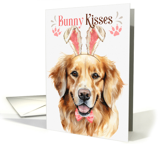 Easter Bunny Kisses Golden Retriever Dog in Bunny Ears card (1757300)