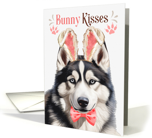 Easter Bunny Kisses Husky Dog in Bunny Ears card (1757308)