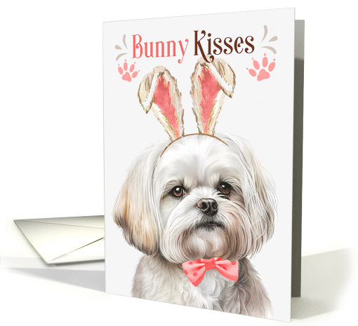 Easter Bunny Kisses Maltese Dog in Bunny Ears card (1757456)