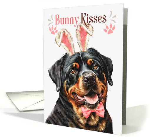 Easter Bunny Kisses Rottweiler Dog in Bunny Ears card (1757568)