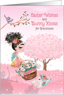 for Grandniece Easter Wishes Bunny Kisses Girl and Bunnies card