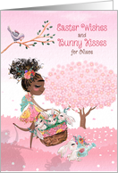 for Niece Easter Wishes Bunny Kisses Young Black Girl card