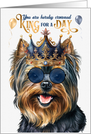 Birthday Black Yorkie Dog Funny King for a Day card