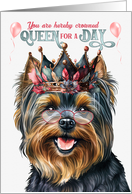 Birthday Black Yorkie Dog Funny Queen for a Day card