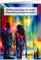 Thinking of You African American Lesbians Rainbow Cityscape card