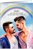 Valentine’s Day Gay Couple Pot of Gold Rainbow card