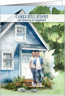 Moving in Together Congratulations Asian American Gay Couple card