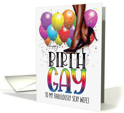 for Wife Happy Birth GAY African American Female Legs Rainbow card
