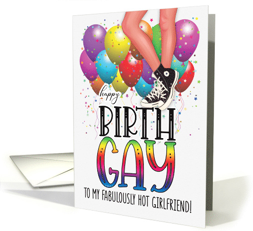 Girlfriend Birth GAY Teenage Legs in High Tops with Rainbow card