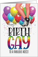 for Niece Birth GAY Teenage Legs in High Tops with Rainbow card