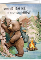 Nephew Big Bear Hug Away at Summer Camp Woodland card