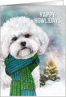 Yappy Howlidays Bichon Frise Dog in a Winter Scarf card