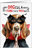 Basset Hound Dog Funny Halloween Count DOGcula card