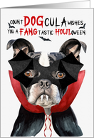 Boston Terrier Dog Funny Halloween Count DOGcula card