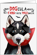 Siberian Husky Dog Funny Halloween Count DOGcula card