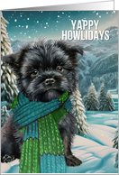 Volunteer Yappy Howlidays Affenpinscher Dog in a Winter Scarf card