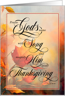 Christian Thanksgiving Psalm Scripture with Autumn Leaves card