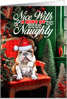 Bulldog Christmas Dog Nice with a Hint of Naughty card