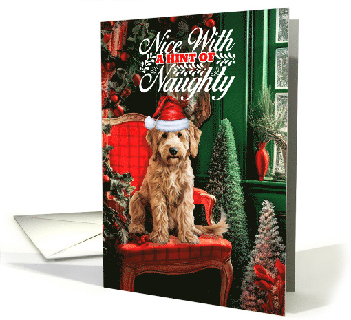 Goldendoodle Christmas Dog Nice with a Hint of Naughty card (1791856)