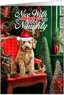 Goldendoodle Christmas Dog Nice with a Hint of Naughty card