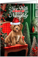 Labradoodle Christmas Dog Nice with a Hint of Naughty card