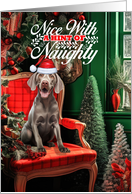 Weimaraner Christmas Dog Nice with a Hint of Naughty card
