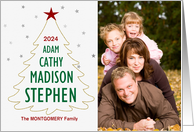 Christmas Tree Names Golden Colored Stars Custom Photo card