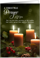 A Christmas Prayer Christian Glowing Candles with Pine and Berries card