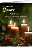 for Nephew Christian Christmas Prayer Candles and Pine card