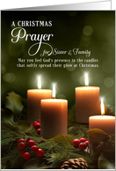 for Sister and Family Christian Christmas Prayer Candles and Pine card