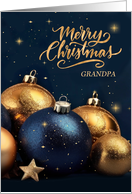 for Grandpa Christmas Navy Blue and Golden Colored Ornaments card