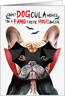 Tan French Bulldog Dog Funny Halloween DOGcula card