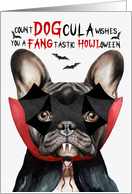 Black French Bulldog Dog Funny Halloween DOGcula card
