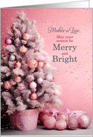 for Mother in Law Pink Christmas Tree Merry and Bright card
