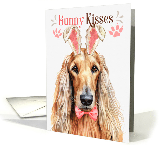 Easter Bunny Kisses Afghan Hound Dog in Bunny Ears card (1798006)