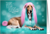 Thank You Afghan Hound Pink and Turquoise Hair Blank Inside card