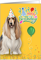 From the Pet Birthday Afghan Hound Dog in a Party Hat on Yellow card