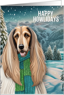 Happy Howlidays Afghan Hound Dog in a Winter Scarf card